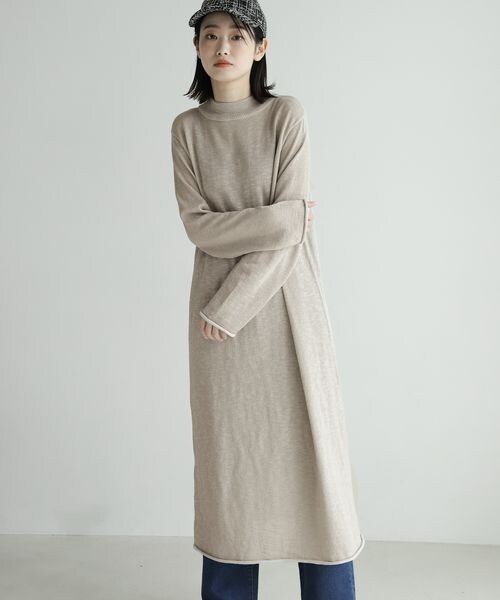 LAKOLE（ラコレ）の「モックネックスラブニットワンピース