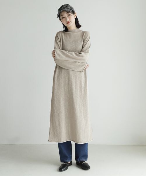 LAKOLE（ラコレ）の「モックネックスラブニットワンピース