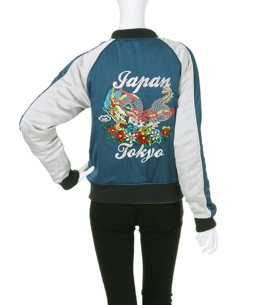 jouetie（ジュエティ）の「TOKYOスカジャン（ジャケット/アウター・レディース・ブラック/ブルー・M）」の6枚目の写真