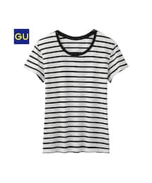GU | （GU）ボーダークルーネックＴ（半袖）(トップス)