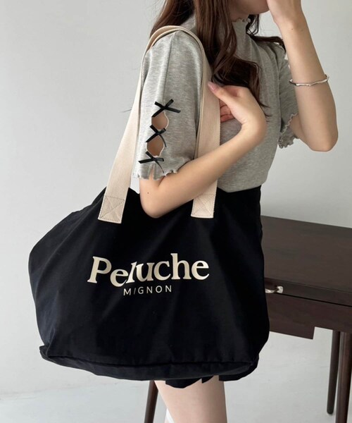 one after another NICE CLAUP(ワンアフターアナザーナイスクラップ)の「【A4対応】6色展開!キャンバスロゴトート(バッグ・レディース・アイボリー/ピンク/イエロー/ラベンダー/ブラック・FREE)」の2枚目の写真