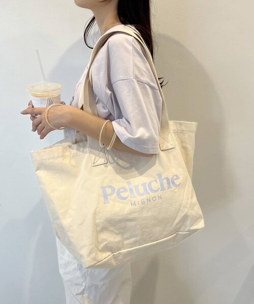 one after another NICE CLAUP(ワンアフターアナザーナイスクラップ)の「【A4対応】6色展開!キャンバスロゴトート(バッグ・レディース・アイボリー/ピンク/イエロー/ラベンダー/ブラック・FREE)」の1枚目の写真