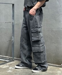 CIAOPANIC | 【ユニセックス】ヴィンテージライクフォースカーゴワイドデニムパンツ(デニムパンツ)