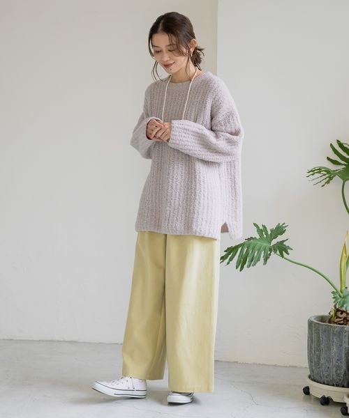 studio CLIP（スタディオクリップ）の「起毛ワイドパンツ[プチ・プラスサイズあり]（パンツ・アイボリー52/ライトベージュ56/ライム60/ネイビー88・M/L/低身長さん向けプチフリー(WEB限定)/LL~4Lプラスフリー）」の19枚目の写真