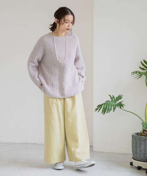 studio CLIP（スタディオクリップ）の「起毛ワイドパンツ[プチ・プラスサイズあり]（パンツ・アイボリー52/ライトベージュ56/ライム60/ネイビー88・M/L/低身長さん向けプチフリー(WEB限定)/LL~4Lプラスフリー）」の18枚目の写真