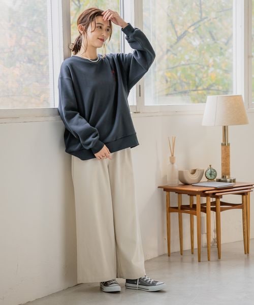 studio CLIP（スタディオクリップ）の「起毛ワイドパンツ[プチ・プラスサイズあり]（パンツ・アイボリー52/ライトベージュ56/ライム60/ネイビー88・M/L/低身長さん向けプチフリー(WEB限定)/LL~4Lプラスフリー）」の11枚目の写真