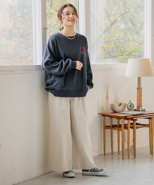 studio CLIP（スタディオクリップ）の「起毛ワイドパンツ[プチ・プラスサイズあり]（パンツ・アイボリー52/ライトベージュ56/ライム60/ネイビー88・M/L/低身長さん向けプチフリー(WEB限定)/LL~4Lプラスフリー）」の9枚目の写真