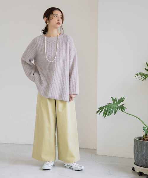 studio CLIP（スタディオクリップ）の「起毛ワイドパンツ[プチ・プラスサイズあり]（パンツ・アイボリー52/ライトベージュ56/ライム60/ネイビー88・M/L/低身長さん向けプチフリー(WEB限定)/LL~4Lプラスフリー）」の16枚目の写真