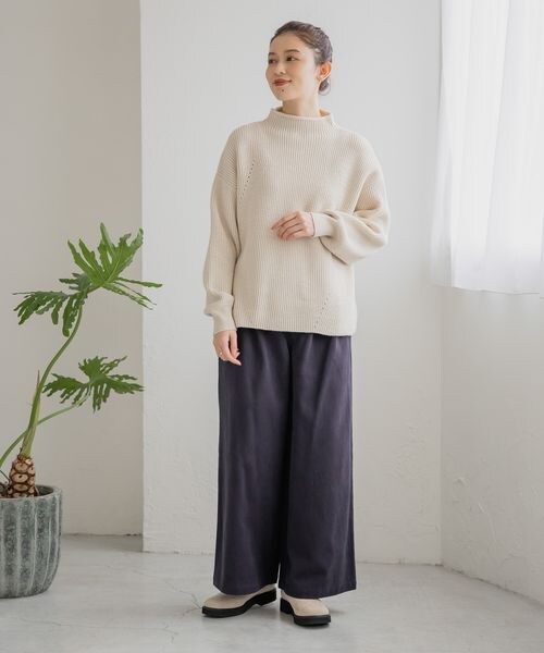 studio CLIP（スタディオクリップ）の「起毛ワイドパンツ[プチ・プラスサイズあり]（パンツ・アイボリー52/ライトベージュ56/ライム60/ネイビー88・M/L/低身長さん向けプチフリー(WEB限定)/LL~4Lプラスフリー）」の22枚目の写真