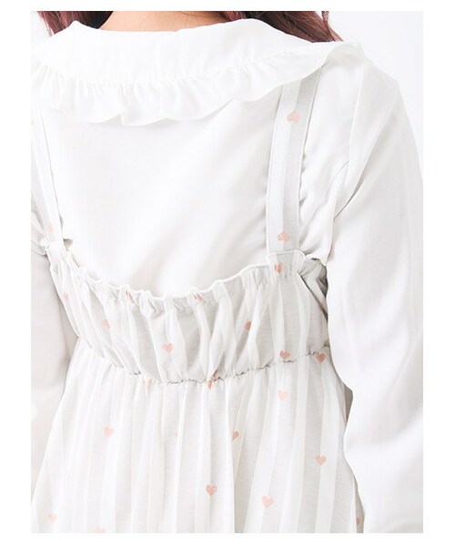 E hyphen world gallery Bon Bon(イーハイフンワールドギャラリーボンボン)の「Heart Stripe One Piece(mam)(ワンピース・レディース・ライトグレー・F)」の6枚目の写真