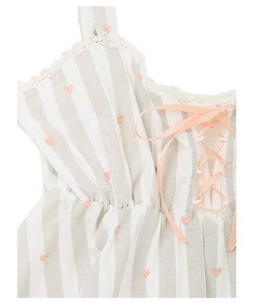 E hyphen world gallery Bon Bon(イーハイフンワールドギャラリーボンボン)の「Heart Stripe One Piece(mam)(ワンピース・レディース・ライトグレー・F)」の12枚目の写真