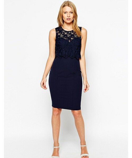 Lipsy リプシー の Lipsy Michelle Keegan Loves Lipsy Lace Overlay Dress ワンピース Wear