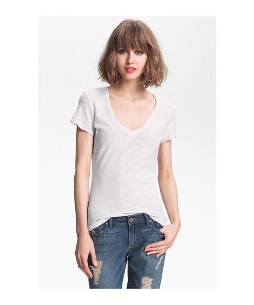 JAMES PERSE（ジェームスパース）の「James Perse V-Neck Slub Knit Tee（Tシャツ/カットソー・レディース・Black/White・Regular 1/Regular 2/Regular 4/Regular 3）」の2枚目の写真