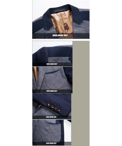 STORES.jp（ストアーズドットジェーピー）の「切り替えテーラードジャケット★クール×ハイセンス★ボーダー★【送料無料】（スタジャン・メンズ・その他）」の4枚目の写真