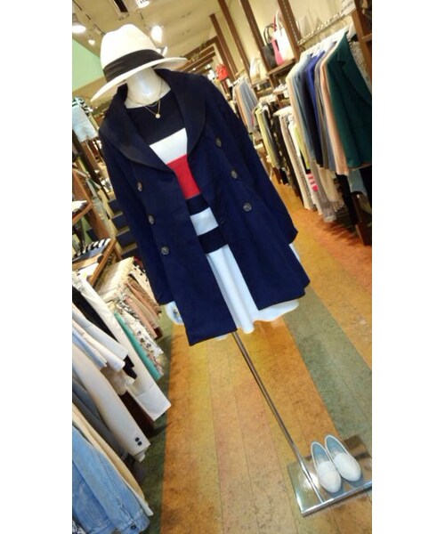 no brand（ノーブランド）の「ショールカラートレンチコート（トレンチコート・レディース・ブルー/ベージュ/ネイビー・M）」の3枚目の写真