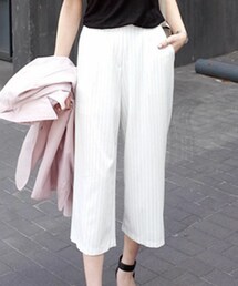 DHOLIC | ピンストライプワイドクロップドイージーパンツ(その他パンツ)