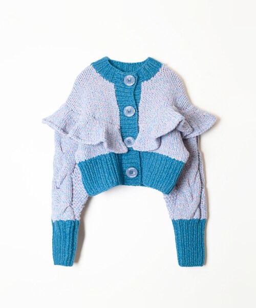 CABLEKNIT RUFFLE CARDIGAN