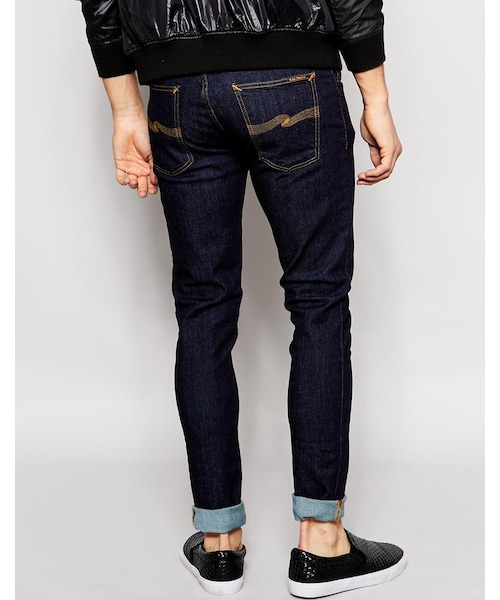 Nudie Jeans（ヌーディージーンズ）の「Nudie Jeans Skinny Lin Stretch Fit Rinsed Open Orange（デニムパンツ・メンズ・rinsedopenorange・W29 L30-W29in (73cm)L30in (76cm)/W32 L34-W32in (81cm)L34in (86cm)/W30 L32-W30in (76cm)L32in (81cm)/W38 L34-W38in (96cm)L34in (86cm)/W38 L32-W38in (96cm)L32in (81cm)/W28 L32-W28in (71cm)L32in (81cm)/W30 L34-W30in (76cm)L34in (86cm)/W36 L34-W36in (91cm)L34in (86cm)/W28 L30-W28in (71cm)L30in (76cm)/W36 L32-W36in (91cm)L32in (81cm)/W31 L30-W31in (78cm)L30in (76cm)/W36 L30-W36in (91cm)L30in (76cm)/W34 L36/W34 L34-W34in (86cm)L34in (86cm)/W31 L32-W31in (78cm)L32in (81cm)/W34 L32-W34in (86cm)L32in (81cm)/W27 L30-W68cm L76cm/W34 L30-W34in (86cm)L30in (76cm)/W32 L30-W32in (81cm)L30in (76cm)/W33 L34-W33in (83cm)L34in (86cm)/W32 L36/W32 L32-W32in (81cm)L32in (81cm)/W33 L30-W33in (83cm)L30in (76cm)/W33 L32-W33in (83cm)L32in (81cm)/W29 L32-W29in (73cm)L32in (81cm)/W30 L30-W30in (76cm)L30in (76cm)）」の4枚目の写真