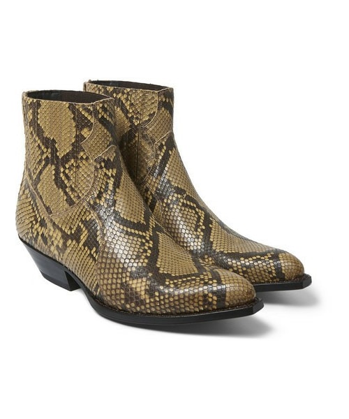 小物 Saint Laurent Python western SAINT LAURENT YSL WYATT PYTHON SNAKE ANKLE CHELSEA STIEFEL BOOTS
