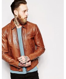 Nudie Jeans | Nudie Jeans Nudie Leather Jacket Dean Tan Biker(ライダースジャケット)