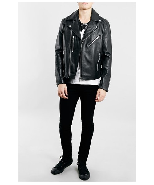 TOPMAN（トップマン）の「Topman Black Leather Biker Jacket 