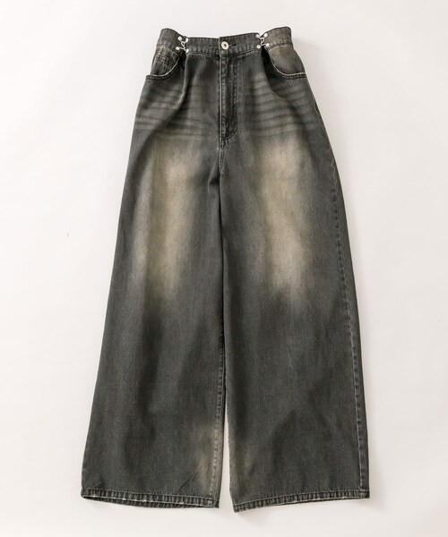 OLIVE des OLIVE（オリーブデオリーブ）の「ウエストホックワイドデニムパンツ（デニムパンツ・レディース・サックスブルー/ブルー系その他/ブラック系その他・S/M）」の2枚目の写真
