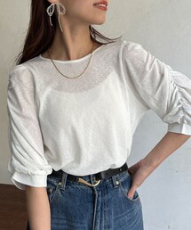 Chez toi | セミシアースラブ袖ギャザープルオーバー(Tシャツ/カットソー)