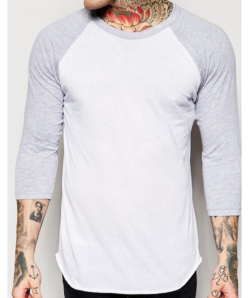 American Apparel（アメリカンアパレル）の「American Apparel Raglan Top（シャツ/ブラウス・メンズ・whiteheathergrey・L-Chest 40-42"/XL-Chest 42-44"）」の2枚目の写真