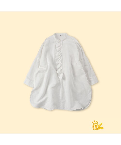ONEONE いろいろリネンのフリルチュニック