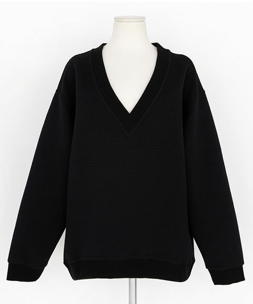 DHOLIC(ディーホリック)の「Vネックオーバーフィットトップス(Tシャツ/カットソー・レディース・ディープスカイブルー/ホワイトアイボリー/ブラック・FREE)」の3枚目の写真