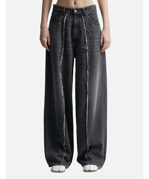 Black Denim Raw Pants