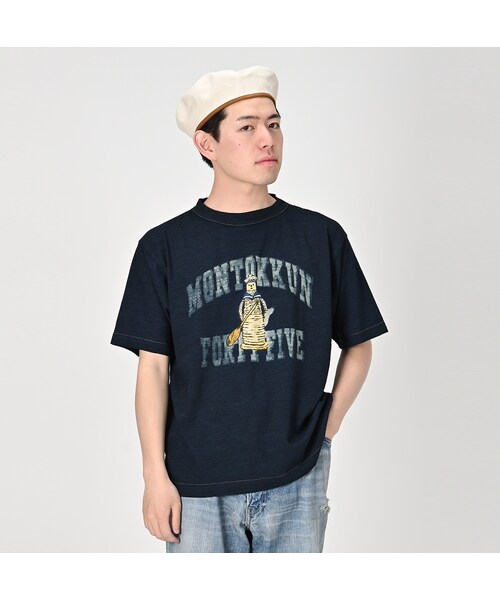 フォーティファイブアール 45R 葉山ものがたり モントックンベタッチカレッジプリントの908Tシャツ 半袖カットソー ホワイト サイズ：0 45R葉山ものがたり モントックンベタッチカレッジプリントの