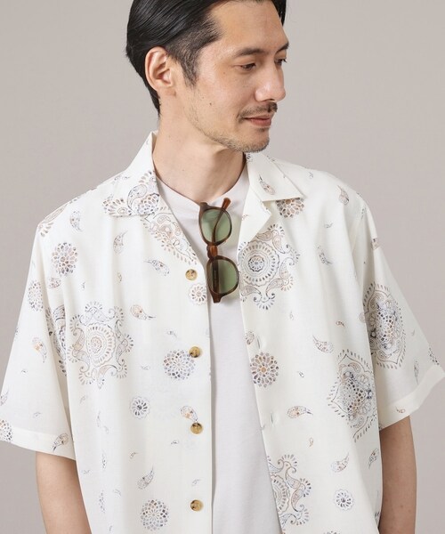 TAKEO KIKUCHI(タケオキクチ)の「ペイズリー紋 オープンカラー シャツ(トップス・メンズ・ベージュ(152)/ブルー(193)・02(M)/03(L)/04(LL))」の6枚目の写真