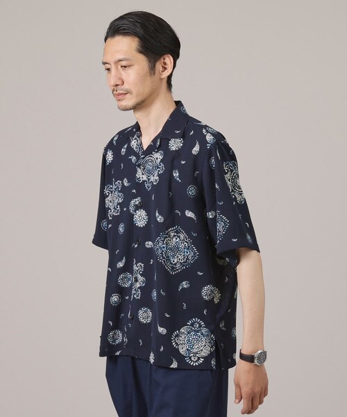 TAKEO KIKUCHI(タケオキクチ)の「ペイズリー紋 オープンカラー シャツ(トップス・メンズ・ベージュ(152)/ブルー(193)・02(M)/03(L)/04(LL))」の11枚目の写真