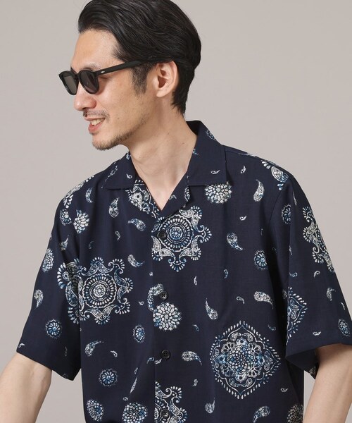 TAKEO KIKUCHI(タケオキクチ)の「ペイズリー紋 オープンカラー シャツ(トップス・メンズ・ベージュ(152)/ブルー(193)・02(M)/03(L)/04(LL))」の14枚目の写真