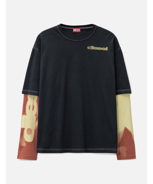 Layered-effect top with smudged print