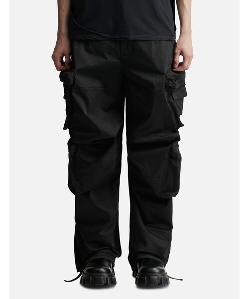 Cargo pants in stretch cotton satin