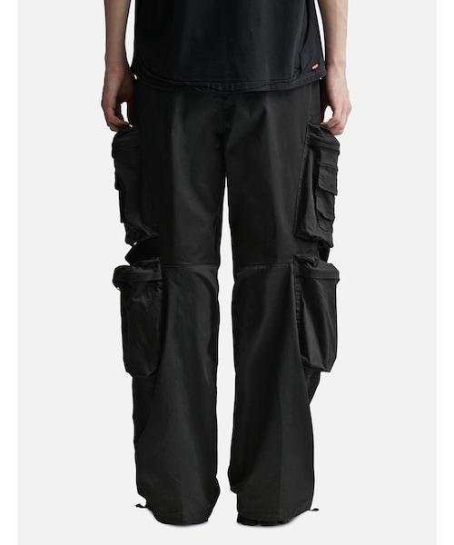 Cargo pants in stretch cotton satin