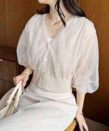 one after another NICE CLAUP | チュール重ねサマーニットカーディガン(カーディガン/ボレロ)