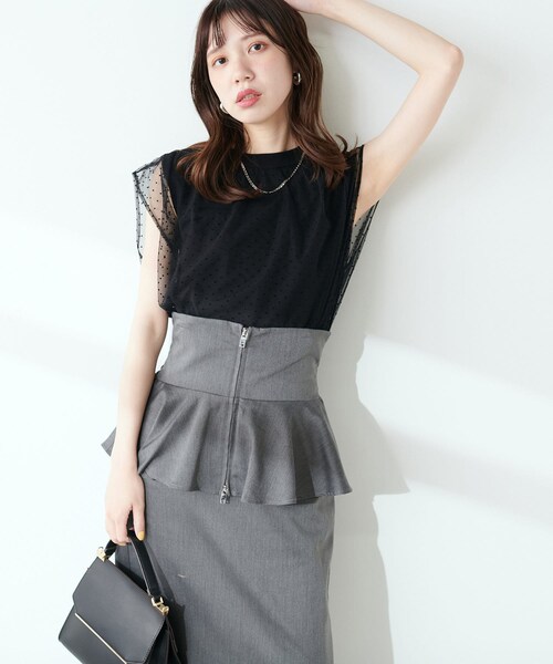 natural couture ナチュラルクチュール ラメレースナロースカート canami】ベルト付きラメレースナロースカート | natural couture