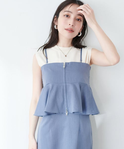 〈新品〉& LOVE CLOSET  ペプラム キャミ ロングスカート セット She's Closet（シーズクローゼット）の「ふくれジャガード