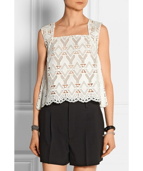 Maje(マジェ)の「Maje Linda macramé lace top(Tシャツ/カットソー・レディース・White・1/2/3)」の3枚目の写真