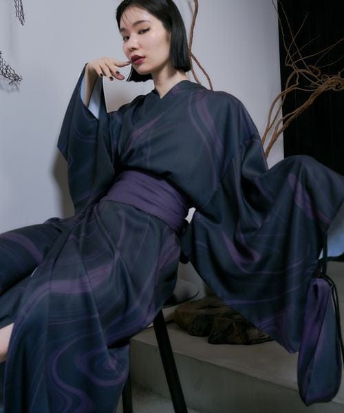 HARE 浴衣3点セット マーブル柄パープル系 HARE（ハレ）の「YUKATA-3SET（）」 - WEAR