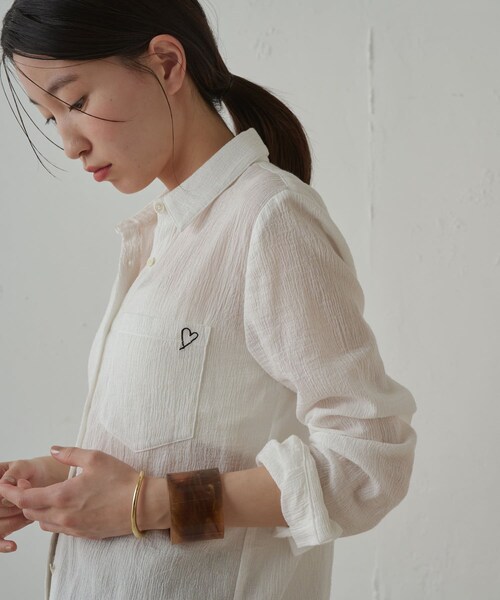 LOUNGEDRESS（ラウンジドレス）の「ハート刺繍ガーゼシャツ（）」 - WEAR