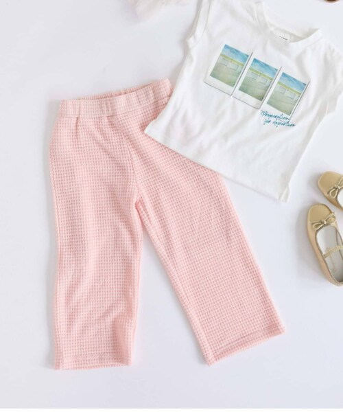 CIAOPANIC TYPY(チャオパニックティピー)の「【KIDS】シアーワッフルパンツ(パンツ・キッズ・オレンジ/ピンク/ブラック・S/M/L/XL/XXL)」の3枚目の写真