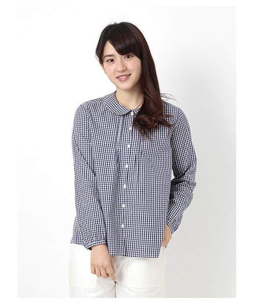 ehka sopo（エヘカソポ）の「ギンガムチェック丸襟ブラウス 1702722-11-13-11（シャツ・ブラウス・レディース・ブラック/グリーン/ネイビー・M）」の3枚目の写真