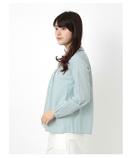 ehka sopo（エヘカソポ）の「ギンガムチェック丸襟ブラウス 1702722-11-13-11（シャツ・ブラウス・レディース・ブラック/グリーン/ネイビー・M）」の5枚目の写真