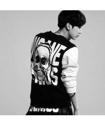 STORES.jp | スカルプリント切り替えスウェット★モノトーン×モード×ストリート★【送料無料】(スウェット)