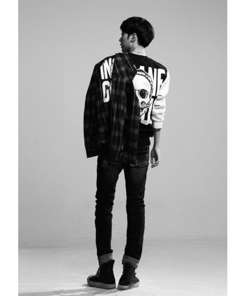 STORES.jp（ストアーズドットジェーピー）の「スカルプリント切り替えスウェット★モノトーン×モード×ストリート★【送料無料】（スウェット・メンズ・その他）」の8枚目の写真