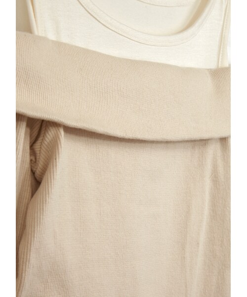 gracegift（グレースギフト）の「好感女孩露肩針織兩件式上衣（トップス・レディース・白/灰/杏・F）」の6枚目の写真